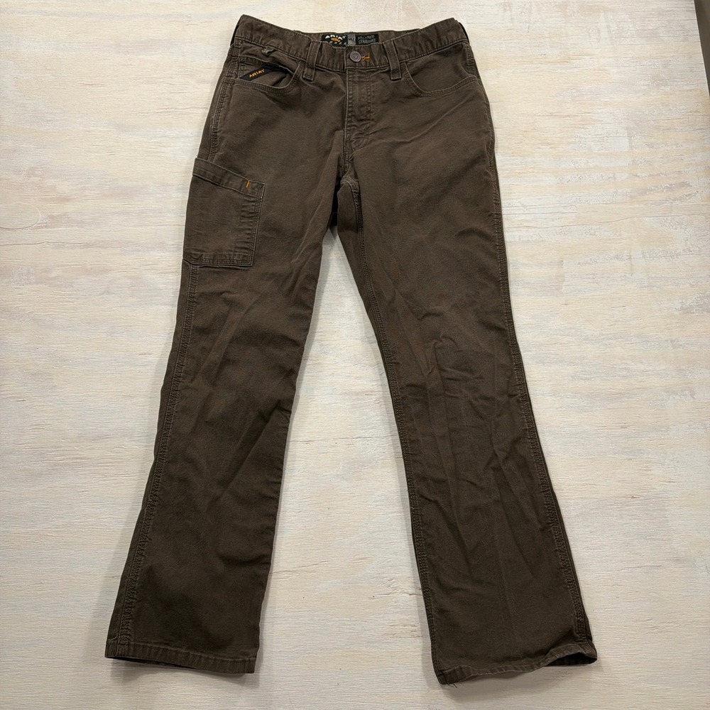 Ariat Pants Rebar M4 Relaxed Straight 32x32 Utility Work Canvas Brown Mens